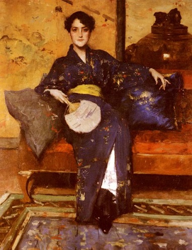 A Woman Blue Kimono 1888 by William Merritt Chase 1849-1916
